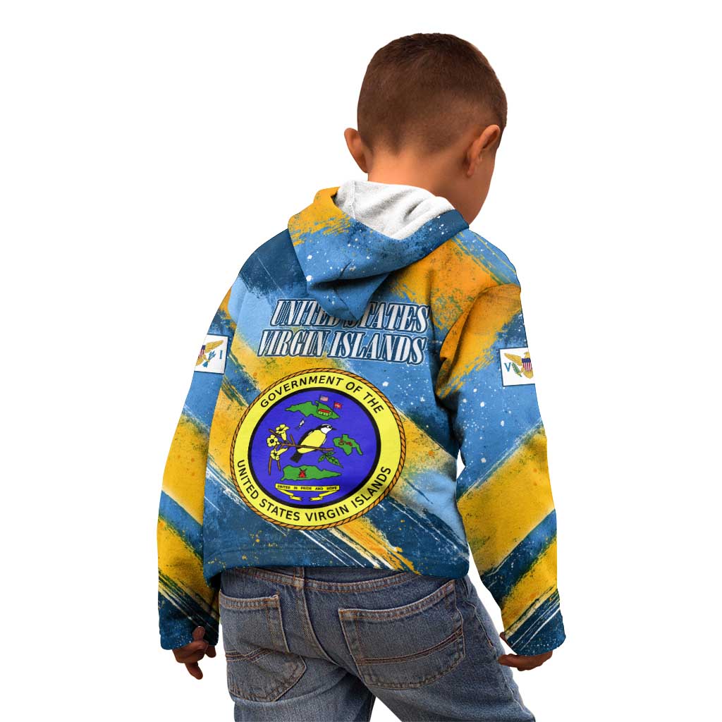 United States Virgin Islands Kid Hoodie with Blue Yellow Eagle Design and Government Seal - Wonder Print Shop