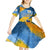 United States Virgin Islands Kid Short Sleeve Dress with Blue Yellow Eagle Design and Government Seal - Wonder Print Shop