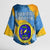 United States Virgin Islands Kimono Sleeve Blouse with Blue Yellow Eagle Design and Government Seal - Wonder Print Shop