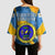 United States Virgin Islands Kimono Sleeve Blouse with Blue Yellow Eagle Design and Government Seal - Wonder Print Shop