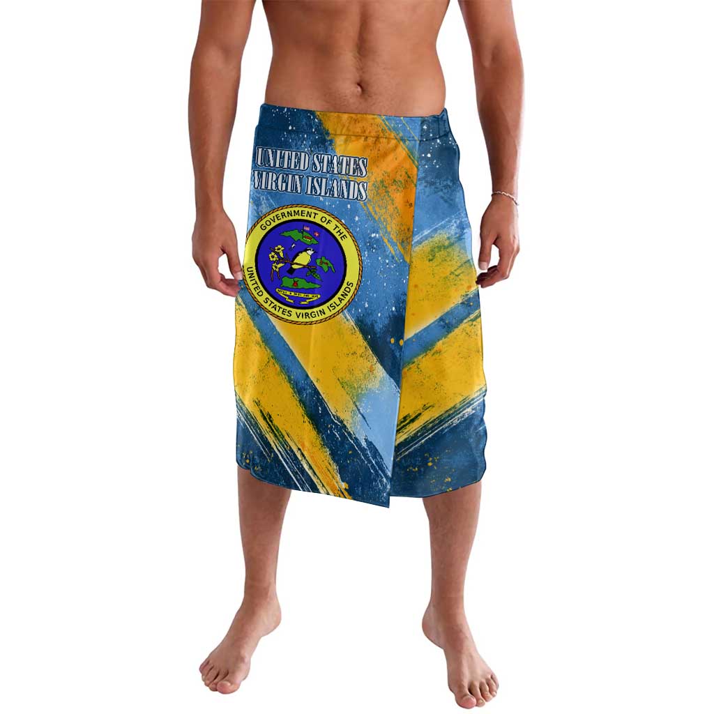 United States Virgin Islands Lavalava with Blue Yellow Eagle Design and Government Seal - Wonder Print Shop