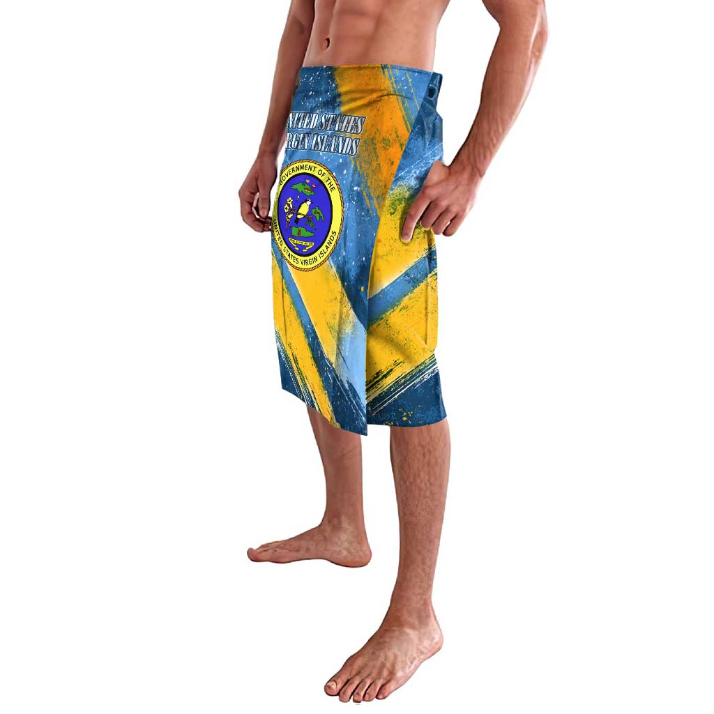 United States Virgin Islands Lavalava with Blue Yellow Eagle Design and Government Seal - Wonder Print Shop
