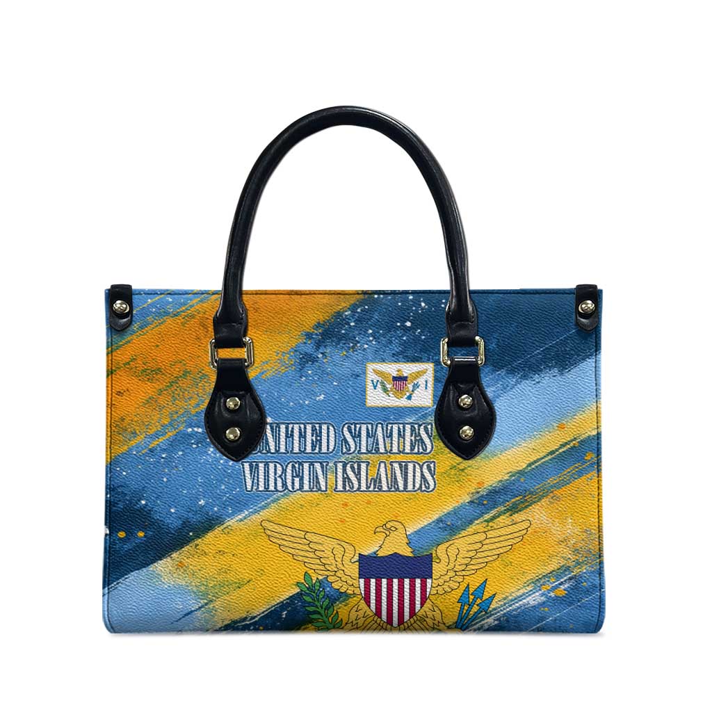 United States Virgin Islands Leather Bag with Blue Yellow Eagle Design and Government Seal - Wonder Print Shop
