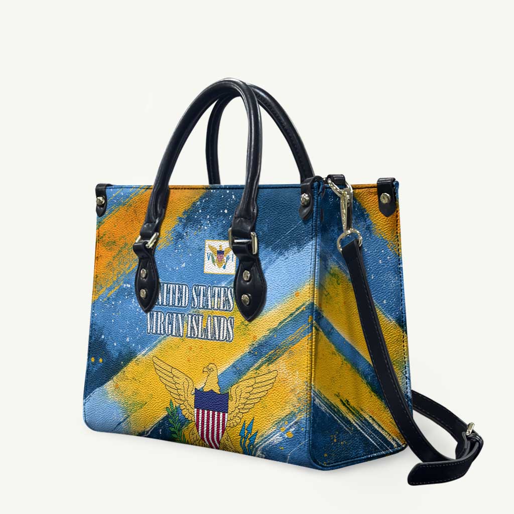 United States Virgin Islands Leather Bag with Blue Yellow Eagle Design and Government Seal - Wonder Print Shop