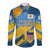United States Virgin Islands Long Sleeve Button Shirt with Blue Yellow Eagle Design and Government Seal - Wonder Print Shop