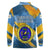 United States Virgin Islands Long Sleeve Polo Shirt with Blue Yellow Eagle Design and Government Seal - Wonder Print Shop