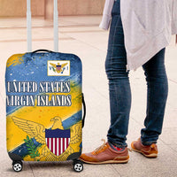 United States Virgin Islands Luggage Cover with Blue Yellow Eagle Design and Government Seal - Wonder Print Shop