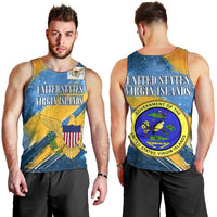 United States Virgin Islands Men Tank Top with Blue Yellow Eagle Design and Government Seal - Wonder Print Shop