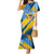 United States Virgin Islands Mermaid Dress with Blue Yellow Eagle Design and Government Seal - Wonder Print Shop