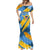 United States Virgin Islands Mermaid Dress with Blue Yellow Eagle Design and Government Seal - Wonder Print Shop
