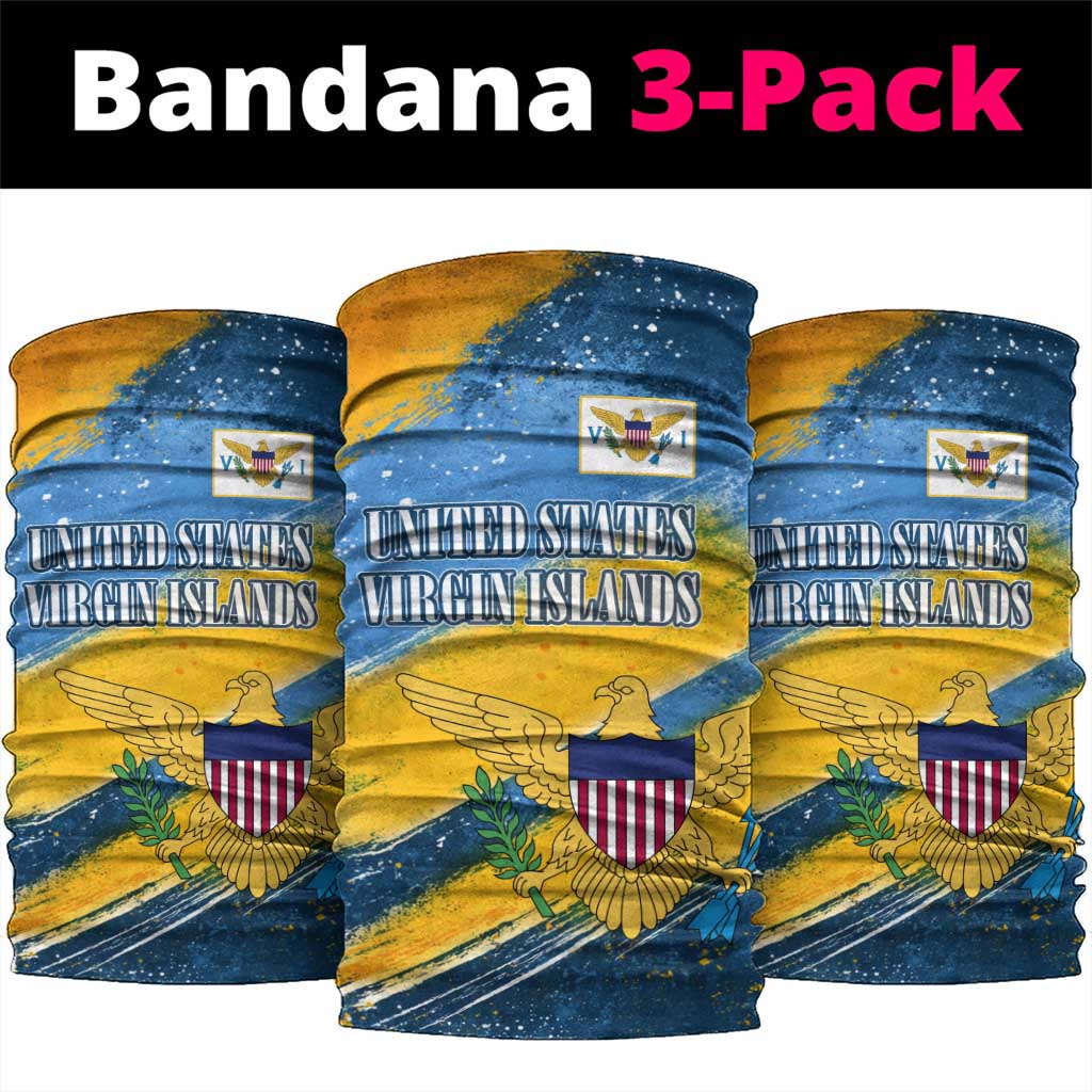 United States Virgin Islands Neck Gaiter with Blue Yellow Eagle Design and Government Seal - Wonder Print Shop