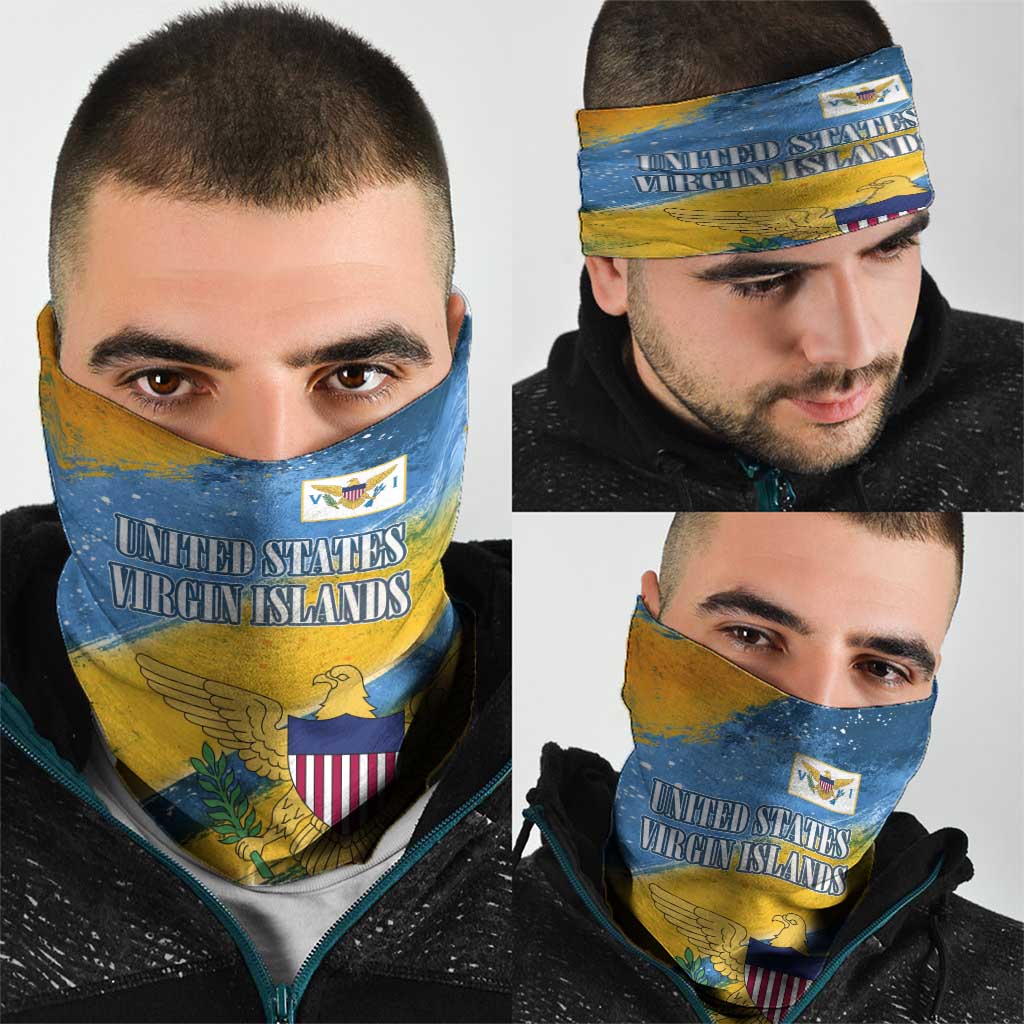 United States Virgin Islands Neck Gaiter with Blue Yellow Eagle Design and Government Seal - Wonder Print Shop
