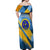 United States Virgin Islands Off Shoulder Maxi Dress with Blue Yellow Eagle Design and Government Seal - Wonder Print Shop