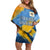 United States Virgin Islands Off Shoulder Short Dress with Blue Yellow Eagle Design and Government Seal - Wonder Print Shop