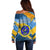 United States Virgin Islands Off Shoulder Sweater with Blue Yellow Eagle Design and Government Seal - Wonder Print Shop