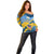 United States Virgin Islands Off Shoulder Sweater with Blue Yellow Eagle Design and Government Seal - Wonder Print Shop
