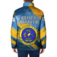 United States Virgin Islands Padded Jacket with Blue Yellow Eagle Design and Government Seal - Wonder Print Shop