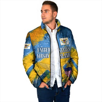 United States Virgin Islands Padded Jacket with Blue Yellow Eagle Design and Government Seal - Wonder Print Shop