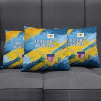 United States Virgin Islands Pillow Cover with Blue Yellow Eagle Design and Government Seal - Wonder Print Shop