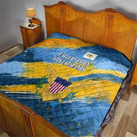 United States Virgin Islands Quilt with Blue Yellow Eagle Design and Government Seal - Wonder Print Shop