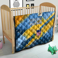 United States Virgin Islands Quilt with Blue Yellow Eagle Design and Government Seal - Wonder Print Shop