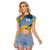 United States Virgin Islands Raglan Cropped T Shirt with Blue Yellow Eagle Design and Government Seal - Wonder Print Shop