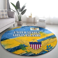 United States Virgin Islands Round Carpet with Blue Yellow Eagle Design and Government Seal - Wonder Print Shop