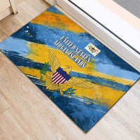 United States Virgin Islands Rubber Doormat with Blue Yellow Eagle Design and Government Seal - Wonder Print Shop