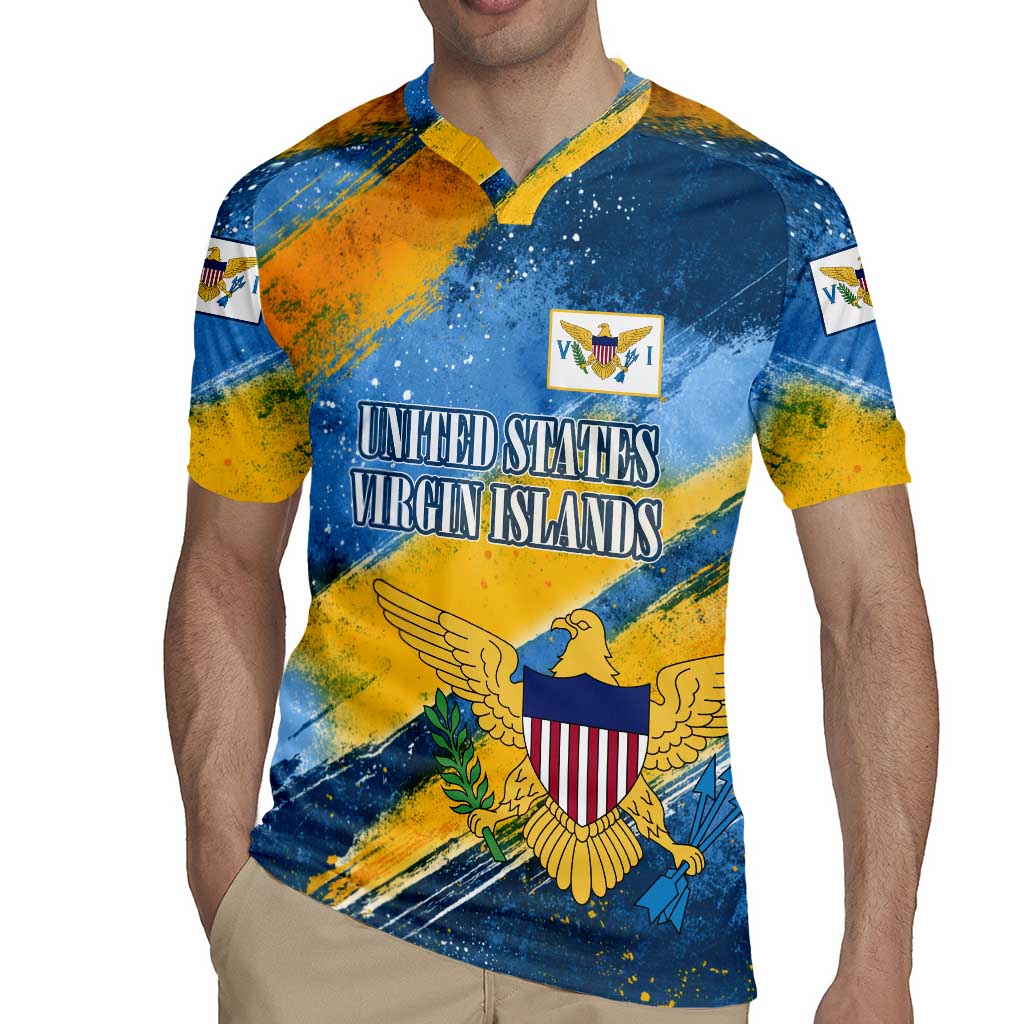 United States Virgin Islands Rugby Jersey with Blue Yellow Eagle Design and Government Seal - Wonder Print Shop