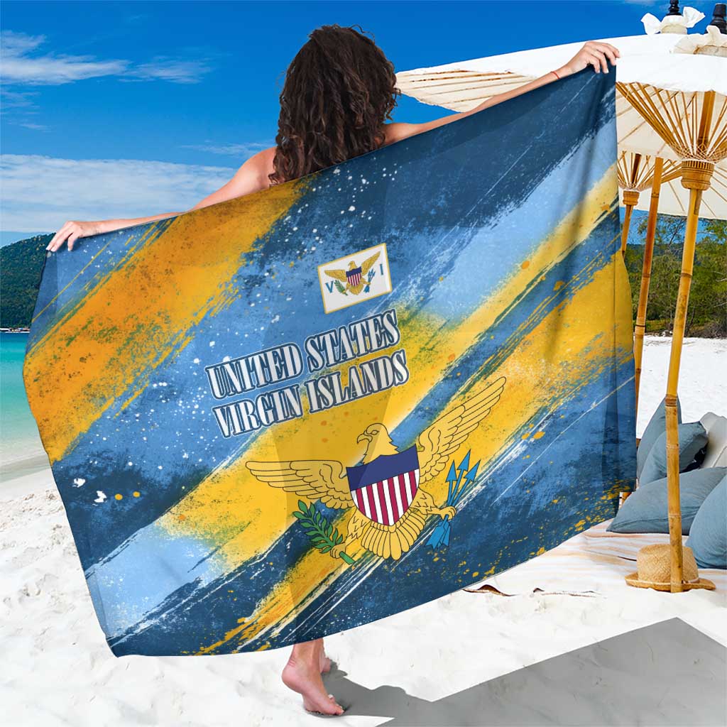 United States Virgin Islands Sarong with Blue Yellow Eagle Design and Government Seal - Wonder Print Shop