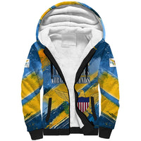 United States Virgin Islands Sherpa Hoodie with Blue Yellow Eagle Design and Government Seal - Wonder Print Shop