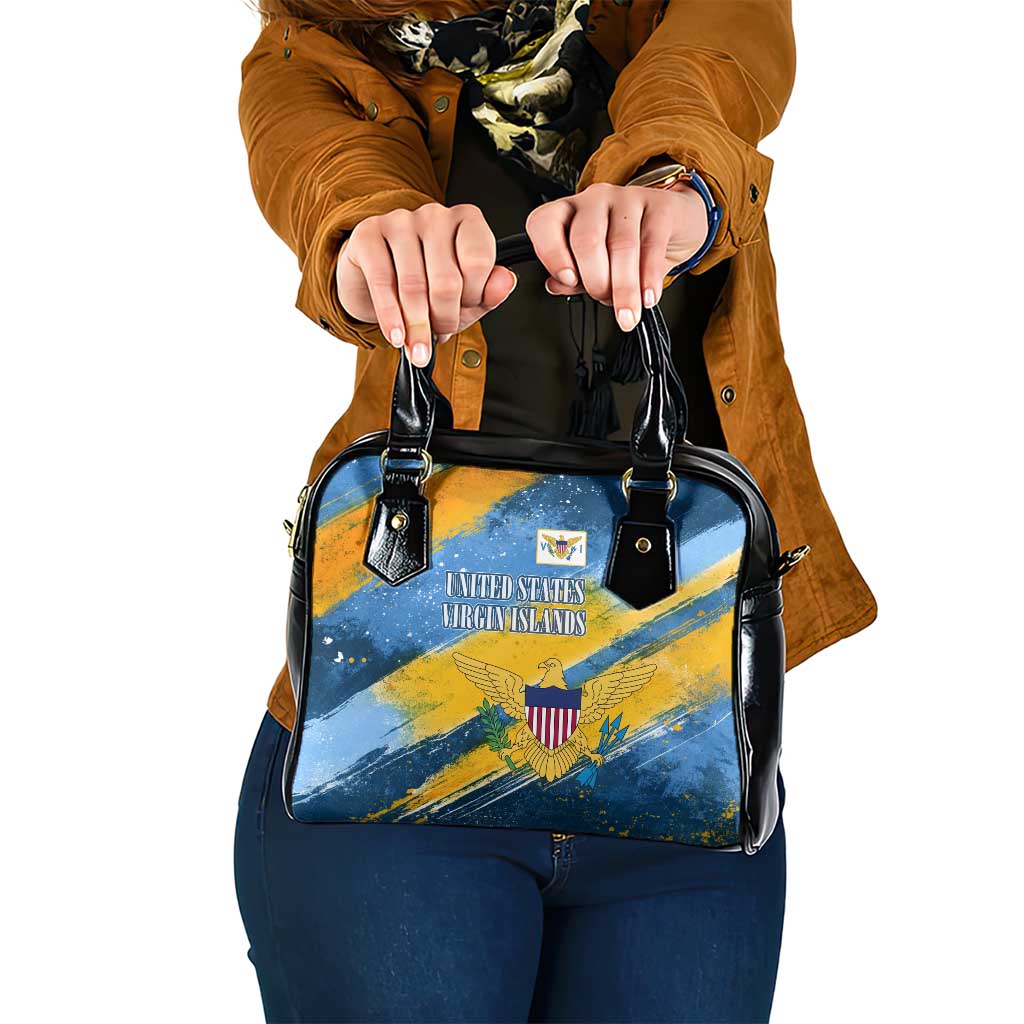 United States Virgin Islands Shoulder Handbag with Blue Yellow Eagle Design and Government Seal - Wonder Print Shop