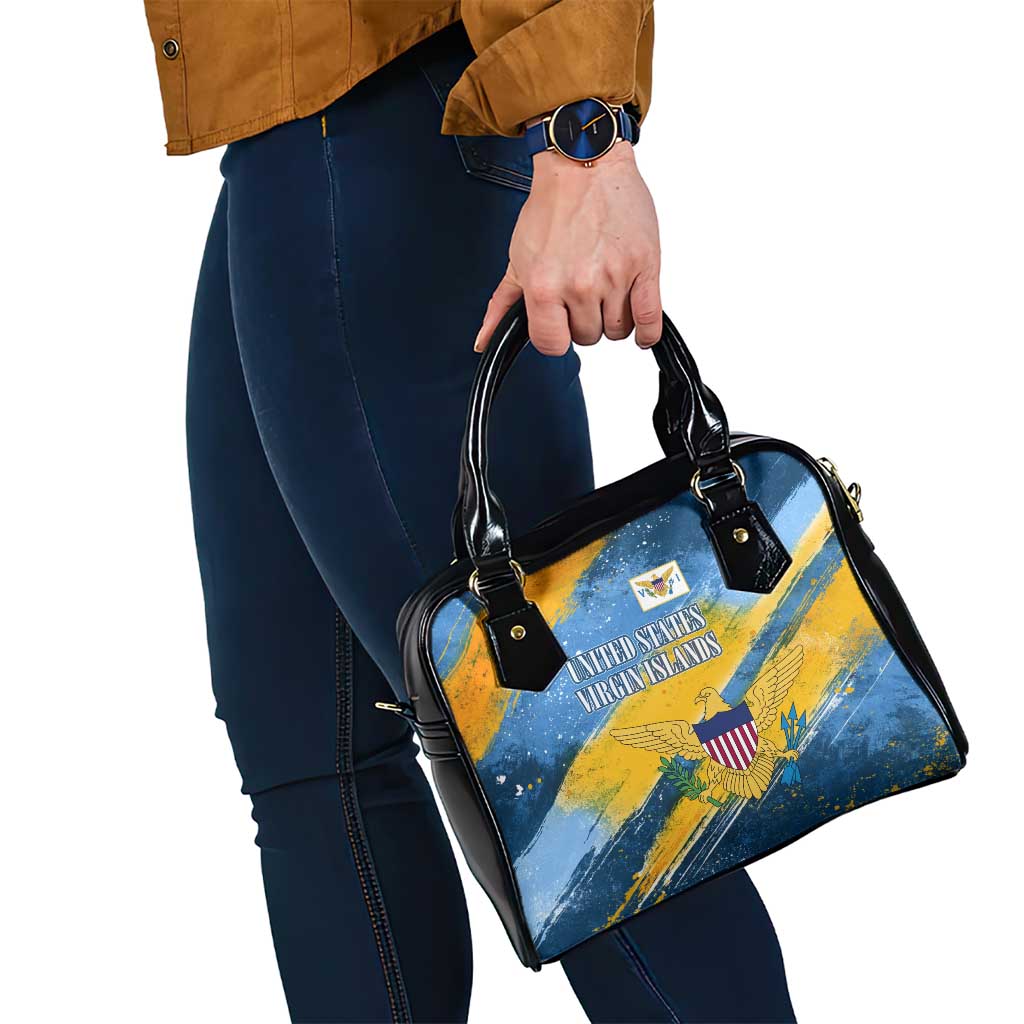 United States Virgin Islands Shoulder Handbag with Blue Yellow Eagle Design and Government Seal - Wonder Print Shop