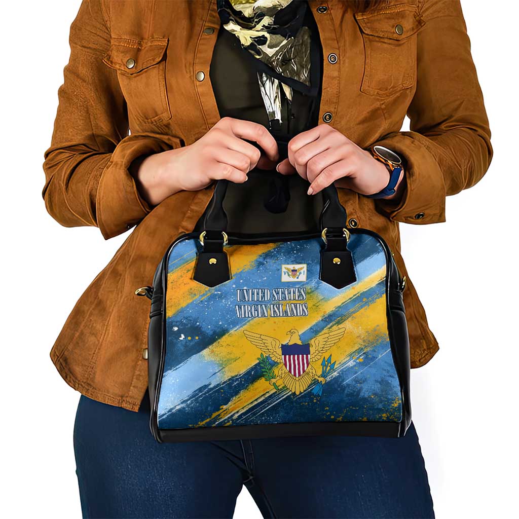 United States Virgin Islands Shoulder Handbag with Blue Yellow Eagle Design and Government Seal - Wonder Print Shop