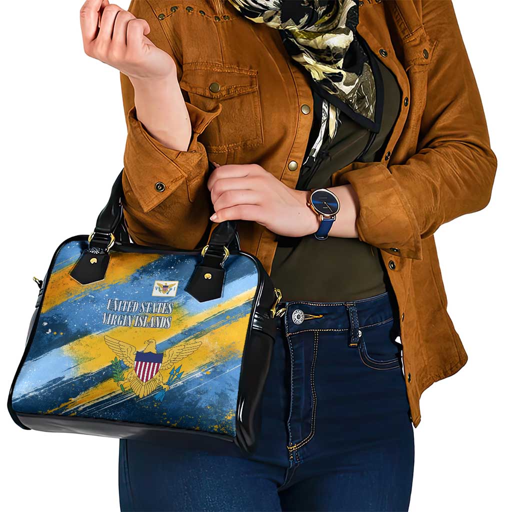 United States Virgin Islands Shoulder Handbag with Blue Yellow Eagle Design and Government Seal - Wonder Print Shop