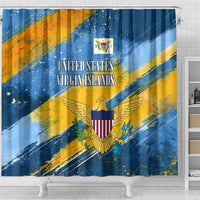 United States Virgin Islands Shower Curtain with Blue Yellow Eagle Design and Government Seal - Wonder Print Shop