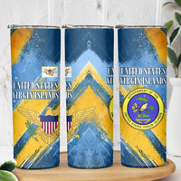 United States Virgin Islands Skinny Tumbler with Blue Yellow Eagle Design and Government Seal - Wonder Print Shop