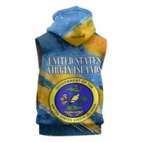 United States Virgin Islands Sleeveless Hoodie with Blue Yellow Eagle Design and Government Seal - Wonder Print Shop