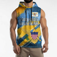 United States Virgin Islands Sleeveless Hoodie with Blue Yellow Eagle Design and Government Seal - Wonder Print Shop
