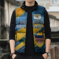 United States Virgin Islands Sleeveless Puffer Jacket with Blue Yellow Eagle Design and Government Seal - Wonder Print Shop