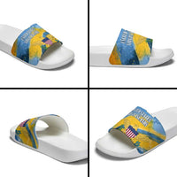 United States Virgin Islands Slide Sandals with Blue Yellow Eagle Design and Government Seal - Wonder Print Shop
