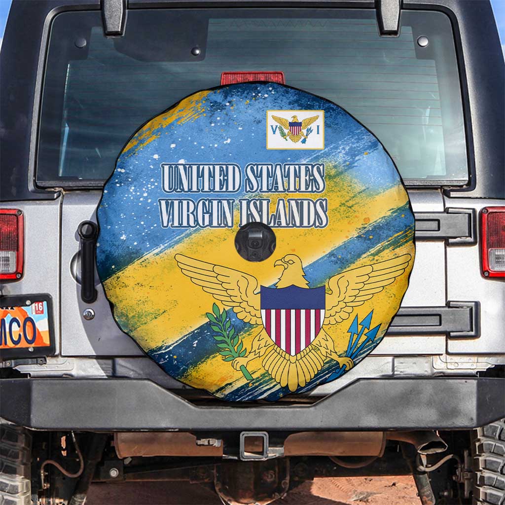 United States Virgin Islands Spare Tire Cover with Blue Yellow Eagle Design and Government Seal - Wonder Print Shop