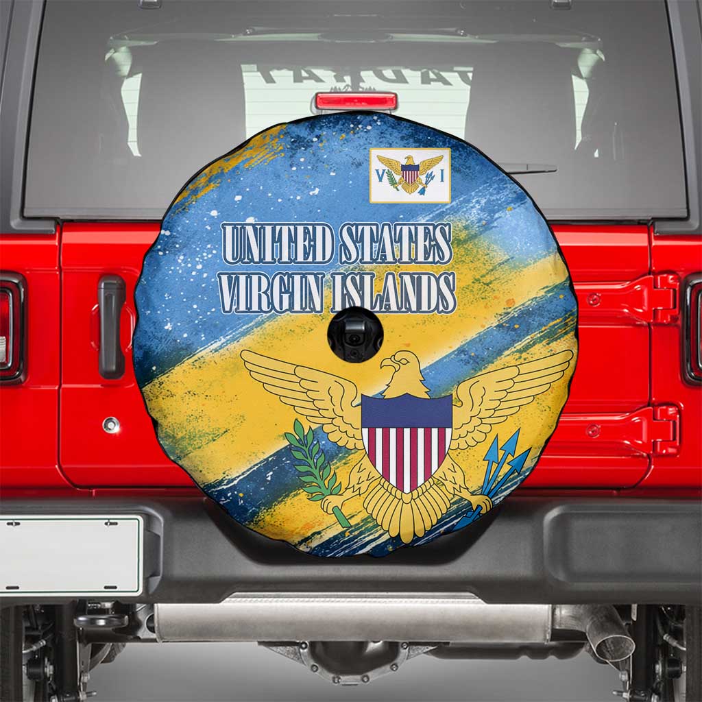 United States Virgin Islands Spare Tire Cover with Blue Yellow Eagle Design and Government Seal - Wonder Print Shop