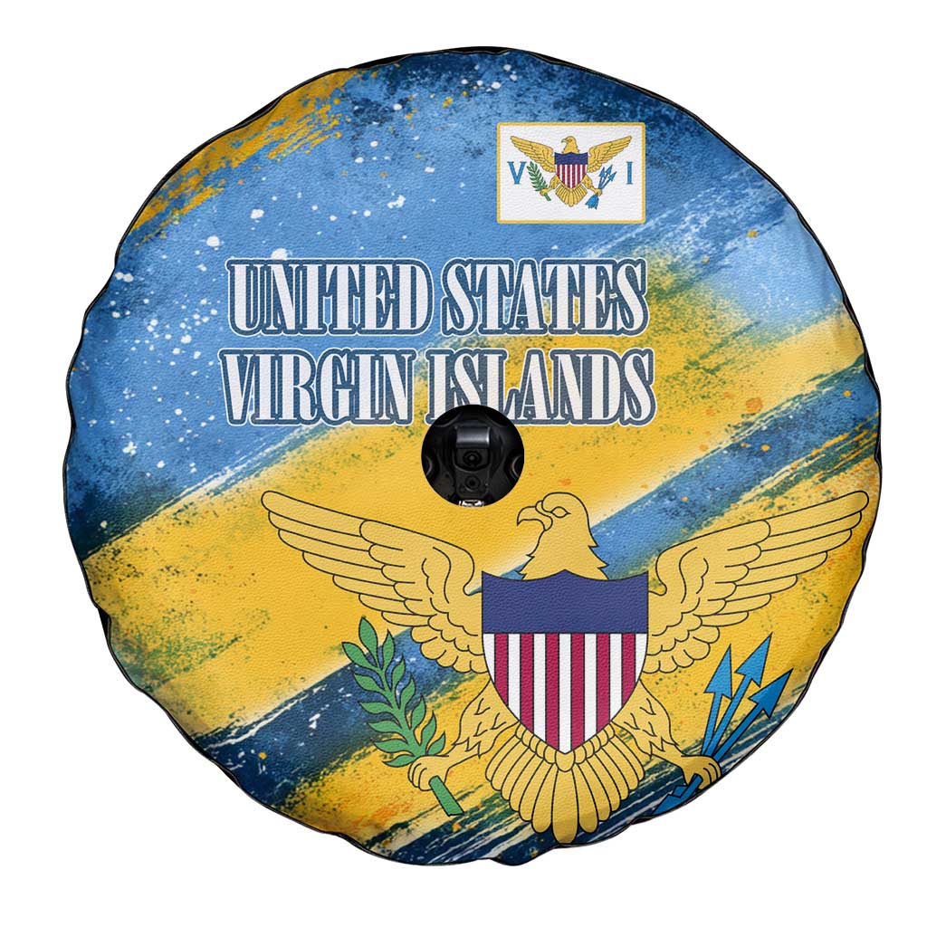 United States Virgin Islands Spare Tire Cover with Blue Yellow Eagle Design and Government Seal - Wonder Print Shop