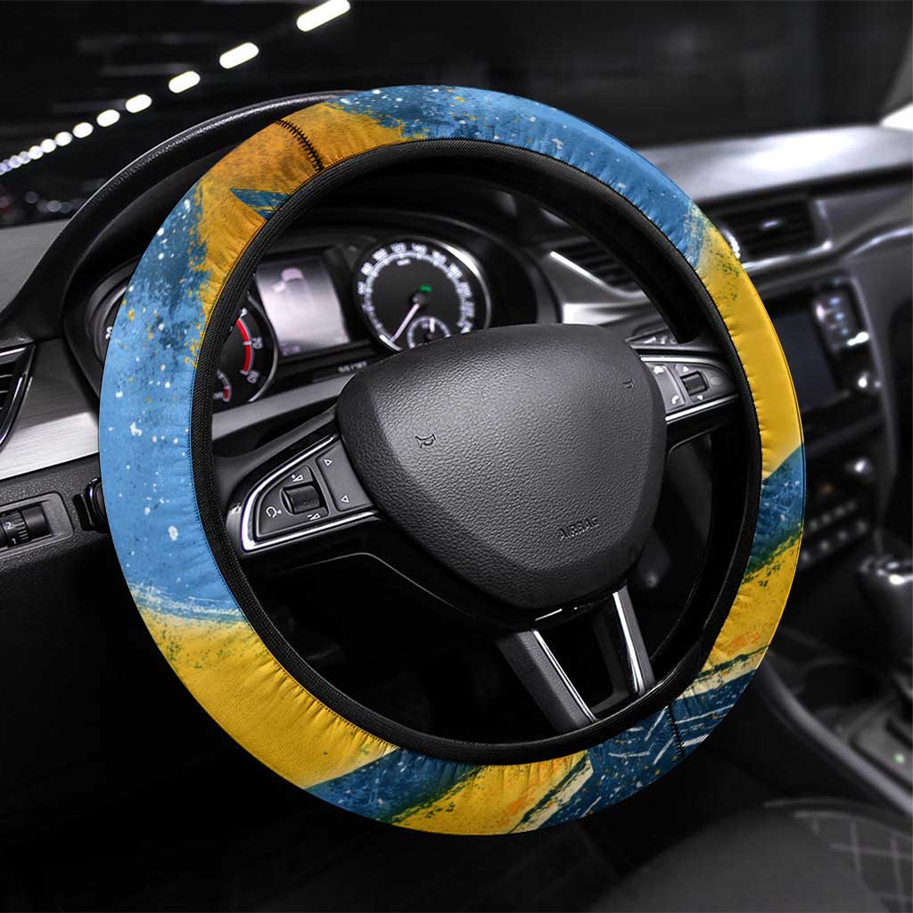 United States Virgin Islands Steering Wheel Cover with Blue Yellow Eagle Design and Government Seal - Wonder Print Shop
