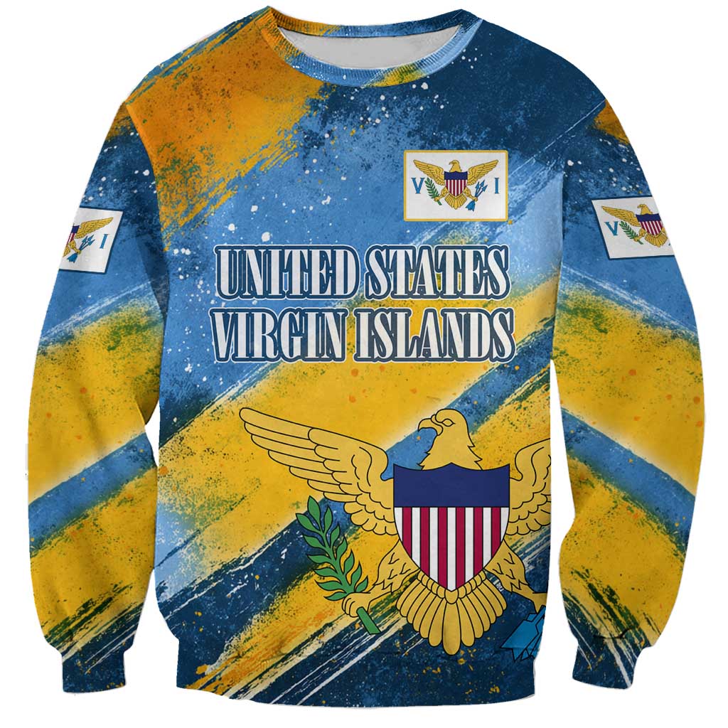 United States Virgin Islands Sweatshirt with Blue Yellow Eagle Design and Government Seal - Wonder Print Shop