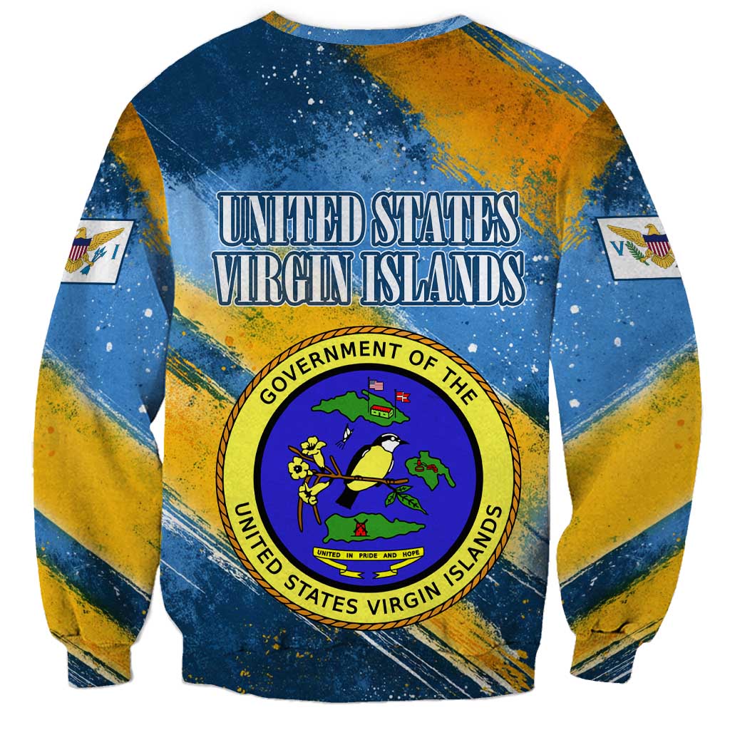 United States Virgin Islands Sweatshirt with Blue Yellow Eagle Design and Government Seal - Wonder Print Shop