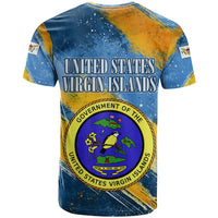 United States Virgin Islands T Shirt with Blue Yellow Eagle Design and Government Seal - Wonder Print Shop
