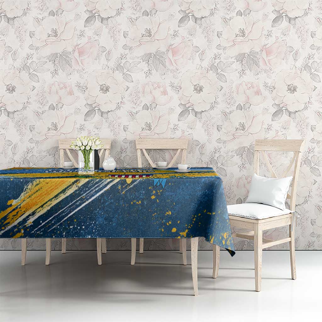 United States Virgin Islands Tablecloth with Blue Yellow Eagle Design and Government Seal - Wonder Print Shop
