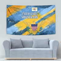 United States Virgin Islands Tapestry with Blue Yellow Eagle Design and Government Seal - Wonder Print Shop